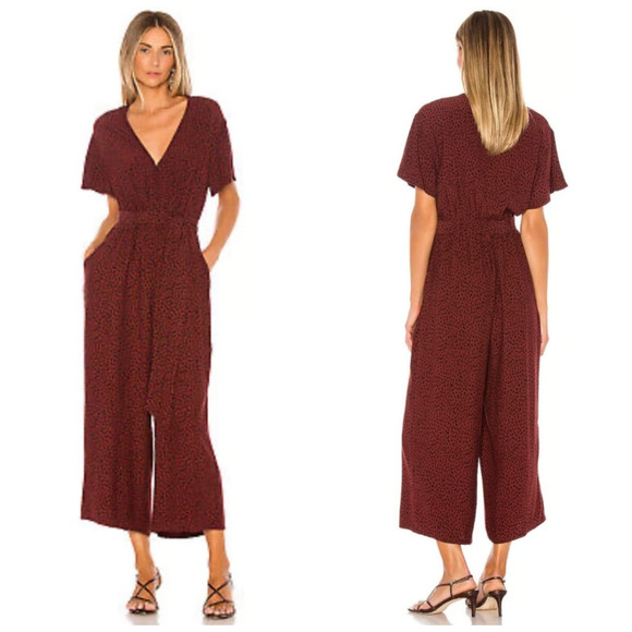 Rails Jet Rust Spotted Red Cropped Wide Leg Jumpsuit Size Small - Picture 1 of 9